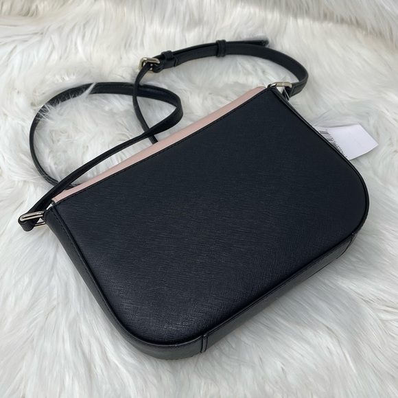 KATE SPADE NEW YORK LAUREL WAY LARGE CARSEN BLACK & PINK CROSSBODY LEATHER BAG - Picture 10 of 12